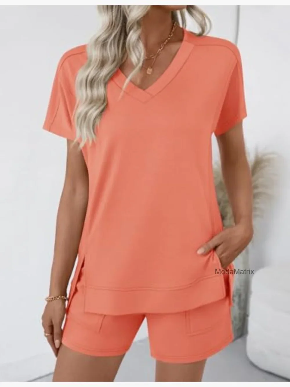 2 Piece Short Set Women Lounge Outfits Short Sleeve Matching Set